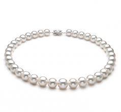 Blanc 10-14mm AAA+-qualité des Mers du Sud 750/1000 Or Blanc-Collier de perles