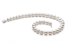 Blanc 10-14mm AAA+-qualité des Mers du Sud 750/1000 Or Blanc-Collier de perles