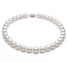 Blanc 12-15mm AAA+-qualité des Mers du Sud 585/1000 Or Blanc-Collier de perles