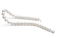 Blanc 12-15mm AAA+-qualité des Mers du Sud 585/1000 Or Blanc-Collier de perles