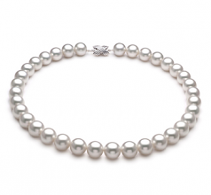 Blanc 12-13mm AAA-qualité des Mers du Sud 585/1000 Or Blanc-Collier de perles