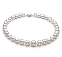 Blanc 12-15mm AAA-qualité des Mers du Sud 585/1000 Or Blanc-Collier de perles