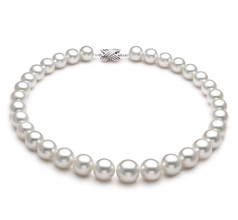 Blanc 12-16mm AAA-qualité des Mers du Sud 585/1000 Or Blanc-Collier de perles