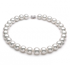 Blanc 14-17mm AAA-qualité des Mers du Sud 585/1000 Or Blanc-Collier de perles