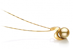 Rosalie Or 10-11mm AA-qualité des Mers du Sud 585/1000 Or Jaune-pendentif en perles