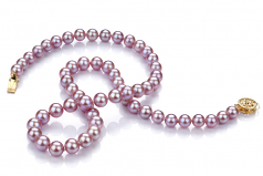 Lavande 6-7mm AAA-qualité perles d'eau douce Rempli D'or-Collier de perles