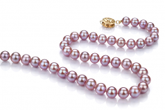 Lavande 6-7mm AAA-qualité perles d'eau douce Rempli D'or-Collier de perles