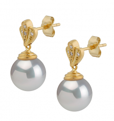 Ivana Blanc 10-11mm AAA-qualité des Mers du Sud 585/1000 Or Jaune-Boucles d'oreilles en perles