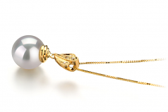 Ivana Blanc 10-11mm AAA-qualité des Mers du Sud 585/1000 Or Jaune-pendentif en perles