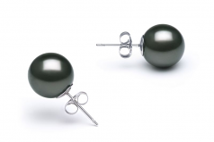 Noir 10-11mm AAA-qualité de Tahiti-Boucles d'oreilles en perles