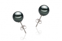 Noir 8-9mm AAA-qualité de Tahiti-Boucles d'oreilles en perles