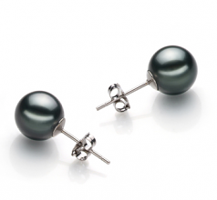 Noir 9-10mm AAA-qualité de Tahiti-Boucles d'oreilles en perles