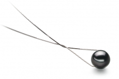 Kristine Noir 9-10mm AA-qualité de Tahiti 585/1000 Or Blanc-pendentif en perles