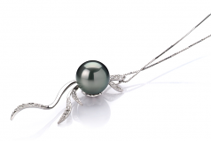 Florence Noir 10-10.5mm AAA-qualité de Tahiti 585/1000 Or Blanc-pendentif en perles