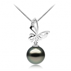 Papillon Noir 10-12mm AAA-qualité de Tahiti 585/1000 Or Blanc-un set en perles