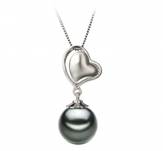 Cora Noir 8-9mm AAA-qualité de Tahiti 585/1000 Or Blanc-pendentif en perles