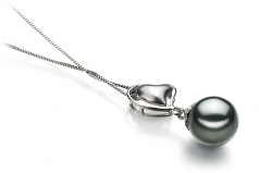 Cora Noir 8-9mm AAA-qualité de Tahiti 585/1000 Or Blanc-pendentif en perles