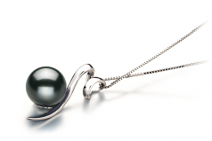 Dionne Noir 8-9mm AAA-qualité de Tahiti 585/1000 Or Blanc-pendentif en perles
