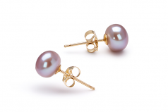 Lavande 6-6.5mm AAA-qualité perles d'eau douce Rempli D'or-un set en perles
