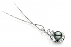 Eldova Noir 8-9mm AAA-qualité de Tahiti 585/1000 Or Blanc-pendentif en perles