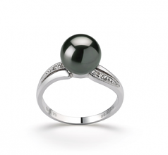 Caroline Noir 8-9mm AAA-qualité de Tahiti 585/1000 Or Blanc-Bague perles