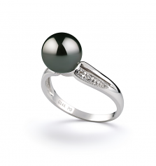 Caroline Noir 8-9mm AAA-qualité de Tahiti 585/1000 Or Blanc-Bague perles