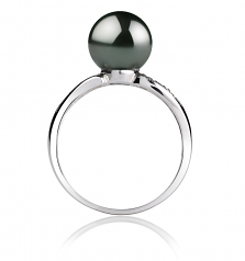 Caroline Noir 8-9mm AAA-qualité de Tahiti 585/1000 Or Blanc-Bague perles