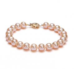 Rose 7-8mm AAA-qualité perles d'eau douce Rempli D'or-Bracelet de perles