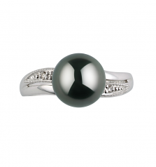 Caroline Noir 8-9mm AAA-qualité de Tahiti 585/1000 Or Blanc-Bague perles