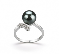 Grace Noir 8-9mm AAA-qualité de Tahiti 585/1000 Or Blanc-Bague perles