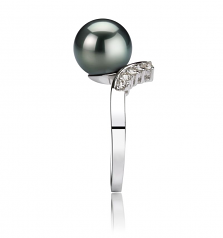 Grace Noir 8-9mm AAA-qualité de Tahiti 585/1000 Or Blanc-Bague perles