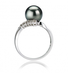 Grace Noir 8-9mm AAA-qualité de Tahiti 585/1000 Or Blanc-Bague perles