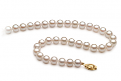 Blanc 6-7mm A+-qualité Akoya de Chine 375/1000 Or Jaune-Collier de perles