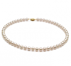 Blanc 6-7mm AA+-qualité Akoya de Chine 375/1000 Or Jaune-Collier de perles