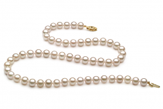 Blanc 6-7mm AA+-qualité Akoya de Chine 375/1000 Or Jaune-Collier de perles
