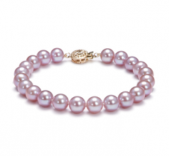 Lavande 7.5-8mm AAA-qualité perles d'eau douce Rempli D'or-Bracelet de perles
