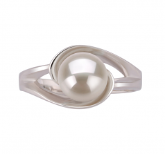Claire Blanc 6-7mm AAA-qualité perles d'eau douce 925/1000 Argent-Bague perles