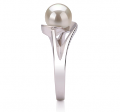 Claire Blanc 6-7mm AAA-qualité perles d'eau douce 925/1000 Argent-Bague perles
