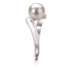 Dana Blanc 6-7mm AAA-qualité perles d'eau douce 925/1000 Argent-Bague perles