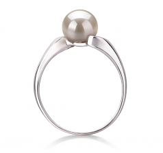 Dana Blanc 6-7mm AAA-qualité perles d'eau douce 925/1000 Argent-Bague perles