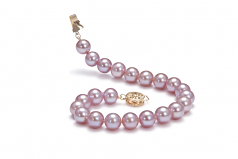 Lavande 7.5-8mm AAA-qualité perles d'eau douce Rempli D'or-Bracelet de perles