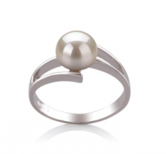 Jenna Blanc 7-8mm AAA-qualité perles d'eau douce 925/1000 Argent-Bague perles