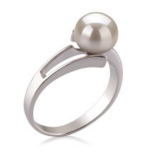 Jenna Blanc 7-8mm AAA-qualité perles d'eau douce 925/1000 Argent-Bague perles