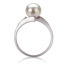 Jenna Blanc 7-8mm AAA-qualité perles d'eau douce 925/1000 Argent-Bague perles