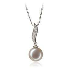 Clémentine Blanc 9-10mm AAA-qualité perles d'eau douce 925/1000 Argent-pendentif en perles