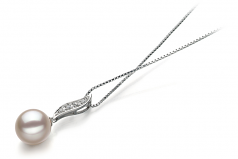 Clémentine Blanc 9-10mm AAA-qualité perles d'eau douce 925/1000 Argent-pendentif en perles