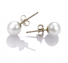 Blanc 5.5-6mm AAAA-qualité perles d'eau douce-Boucles d'oreilles en perles