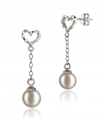 Hedda Blanc 6-7mm AAAA-qualité perles d'eau douce 925/1000 Argent-Boucles d'oreilles en perles