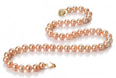 Rose 7-8mm AAA-qualité perles d'eau douce Rempli D'or-Collier de perles