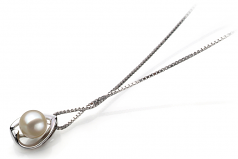 Amanda Blanc 6-7mm AAAA-qualité perles d'eau douce 925/1000 Argent-pendentif en perles